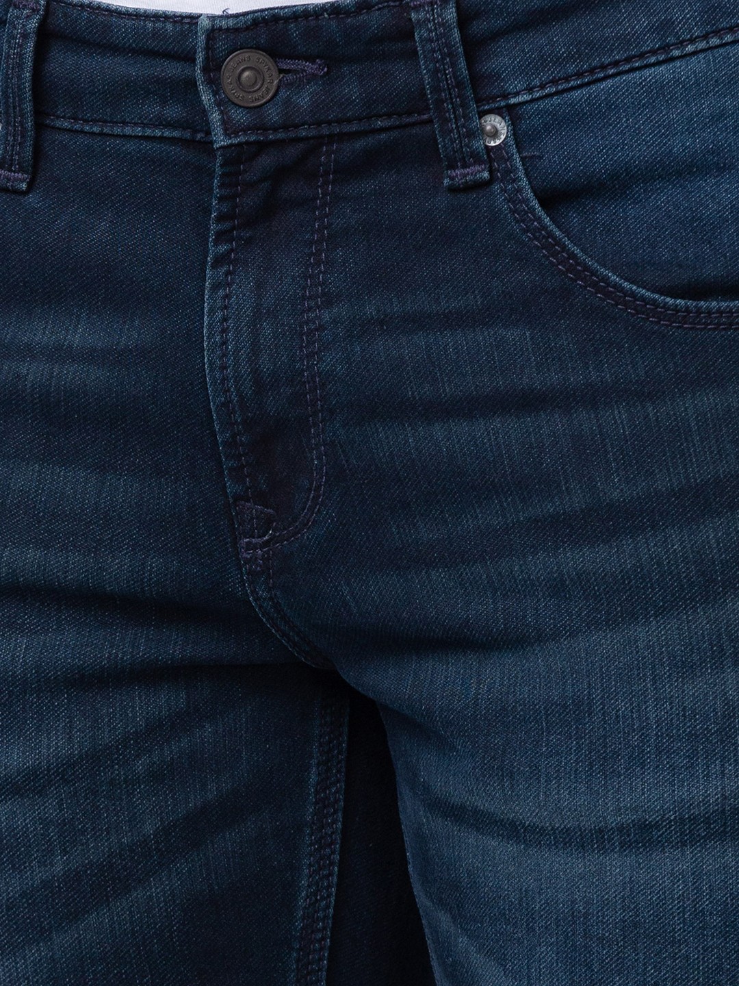 Men's Blue Cotton Solid Jeans