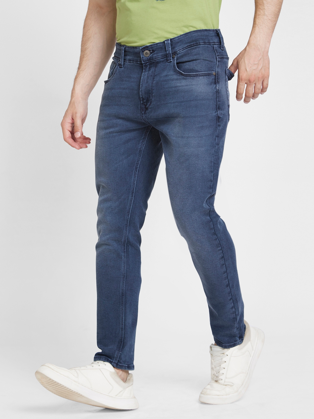 Spykar Men Dark Blue Cotton Stretch Slim Fit Tapered Length Clean Look Mid  Rise Jeans - (Kano)