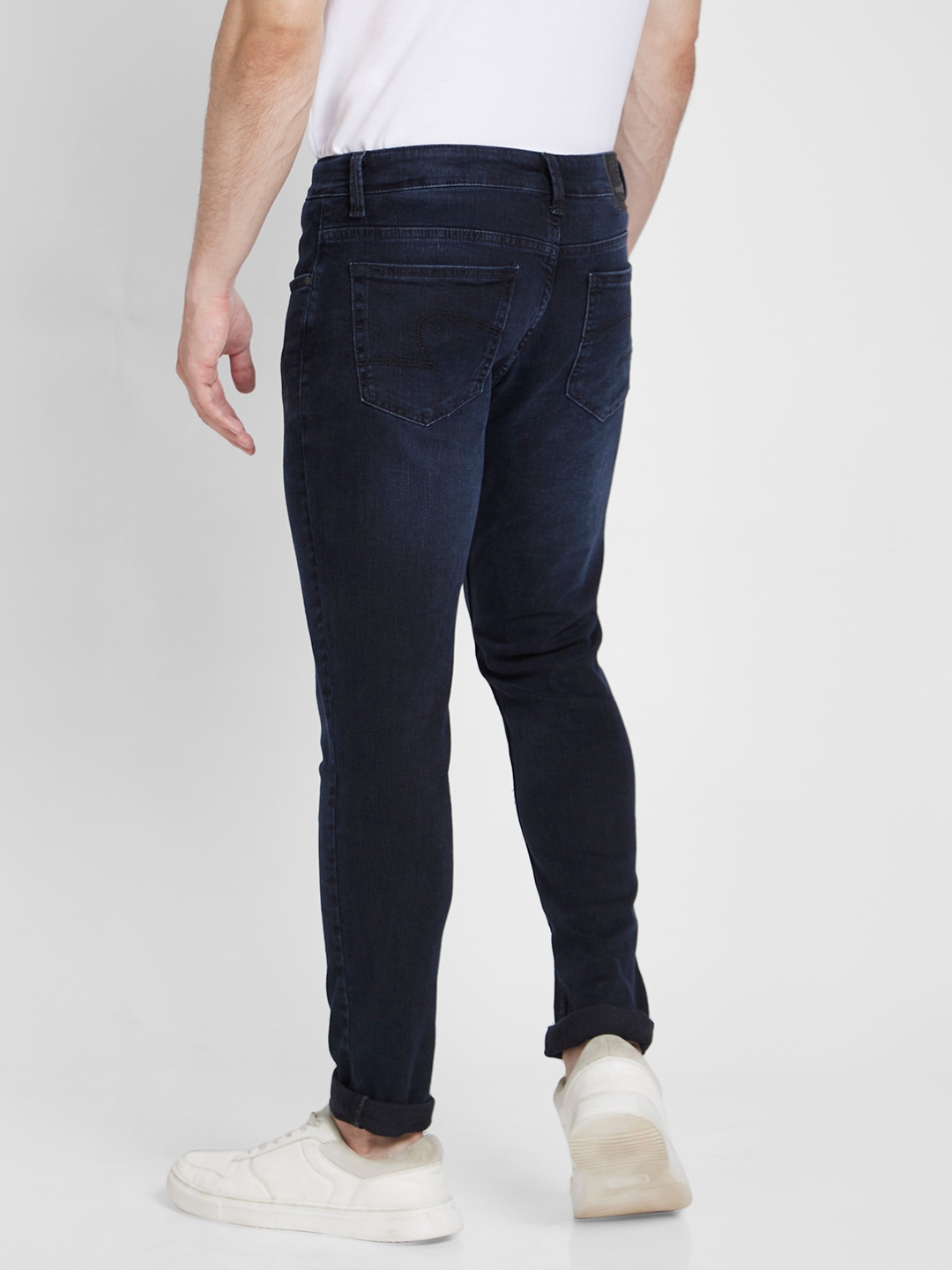 spykar | Spykar Men Charcoal Black Cotton Stretch Super Slim Fit Tapered Length Clean Look Low Rise Jeans - (Super Skinny) 2