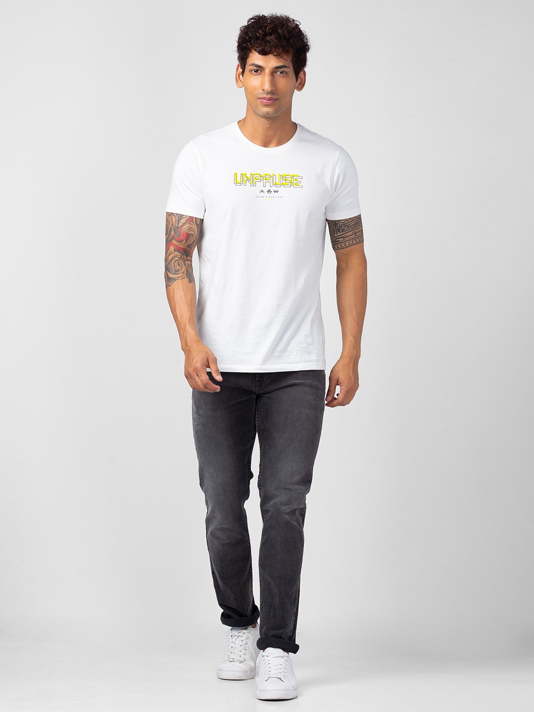 Men's Grey Cotton Jeans