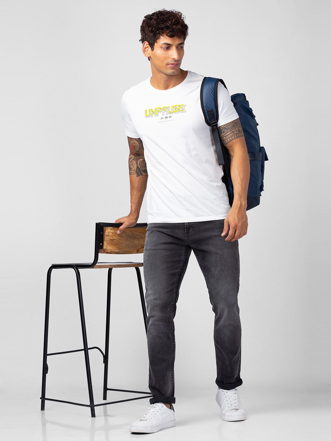 Men's Grey Cotton Jeans