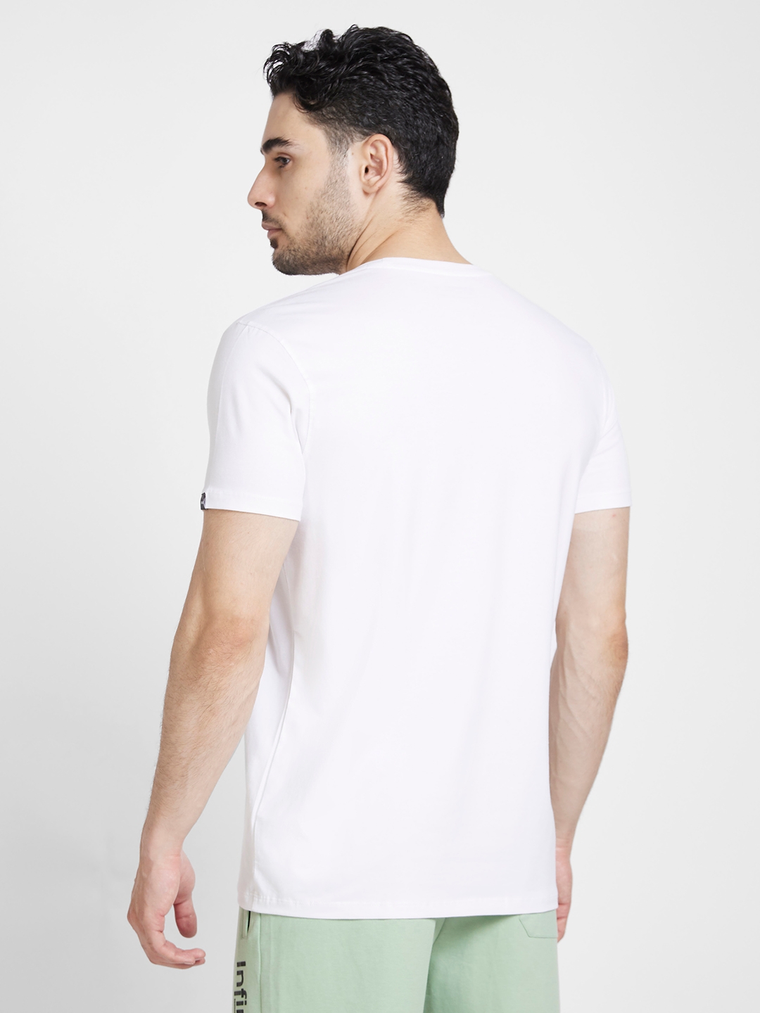 spykar | Spykar Men White Cotton Slim Fit Printed Round Neck Tshirt 2