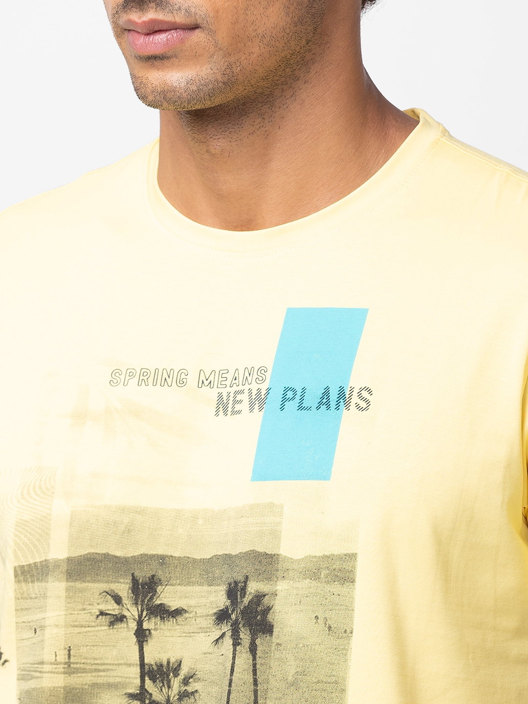 spykar | Spykar Men Yellow Cotton Regular Fit Half Sleeve Printed T-Shirt 4