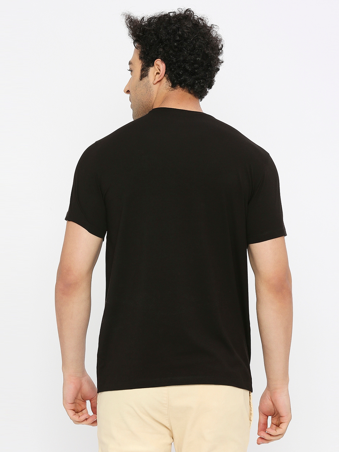 spykar | Spykar Men Black Blended Regular Fit Half Sleeve Printed Round Neck Tshirt 3