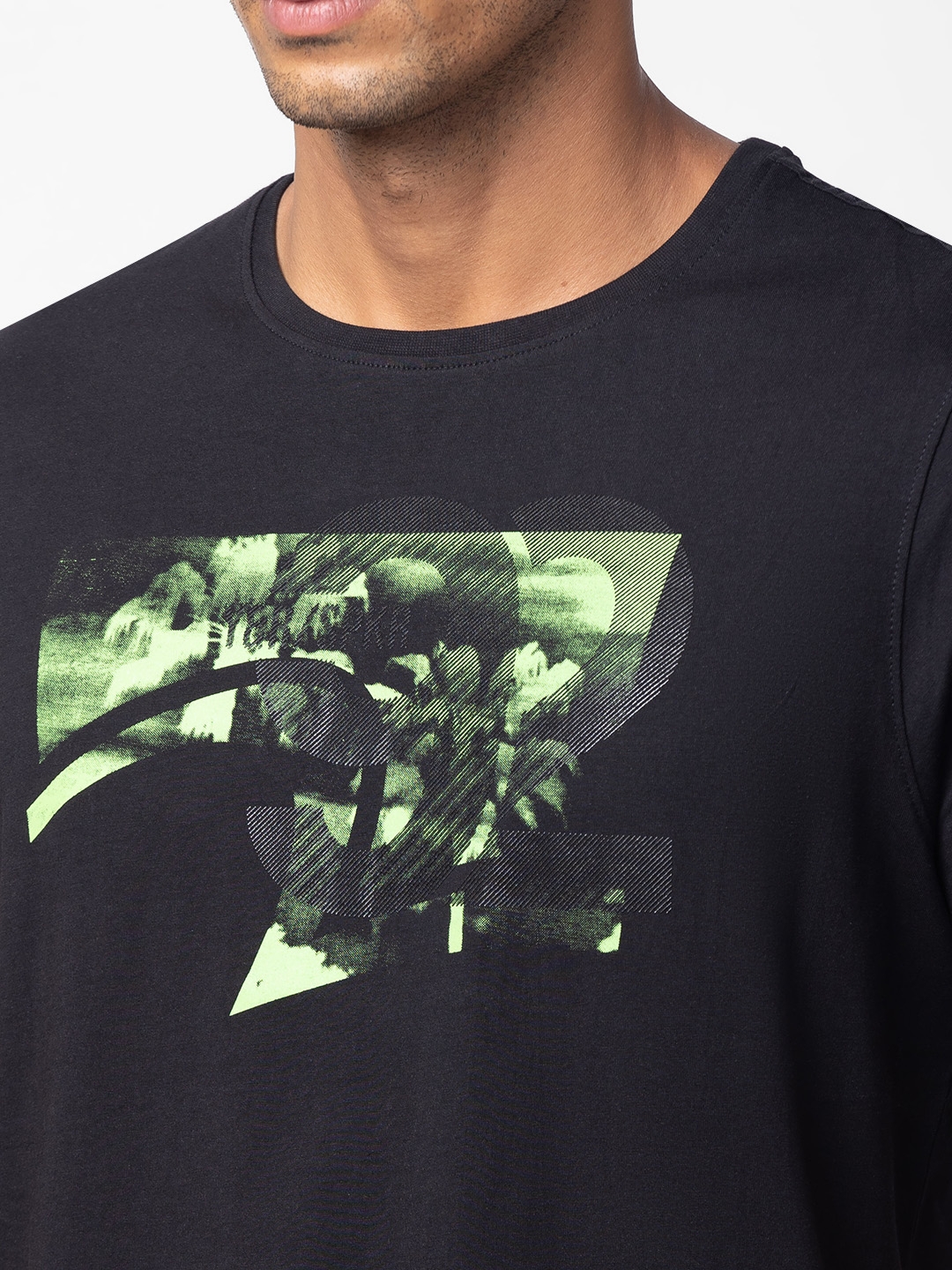 spykar | Spykar Men Black Cotton Regular Fit Half Sleeve Printed T-Shirt 4