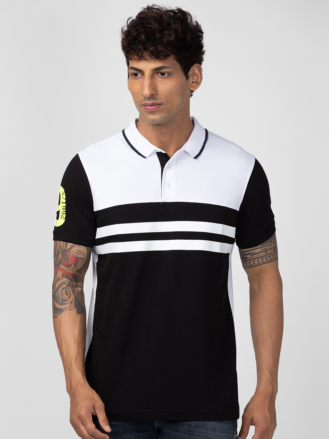 Spykar Men Black Cotton Regular Fit Half Sleeve Printed T-Shirt
