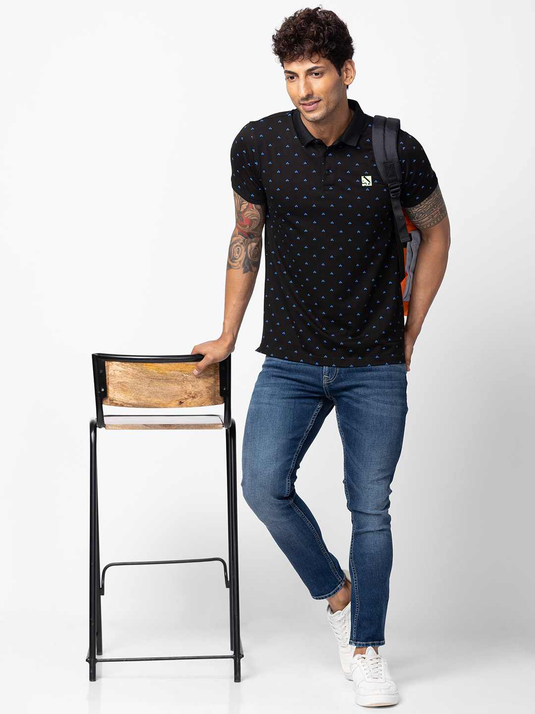 Spykar Men Black Cotton Regular Fit Half Sleeve Printed T-Shirt