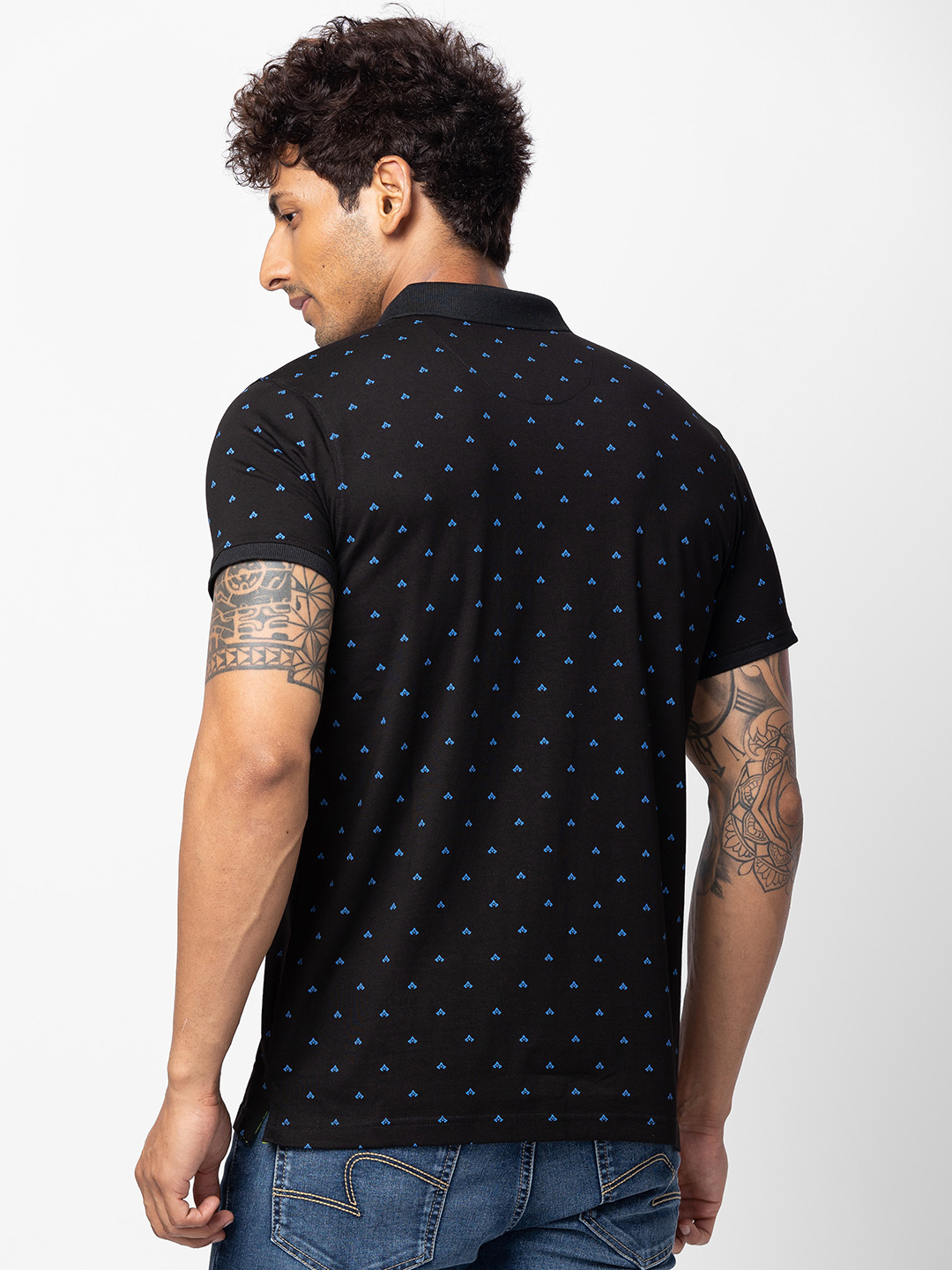 Spykar Men Black Cotton Regular Fit Half Sleeve Printed T-Shirt