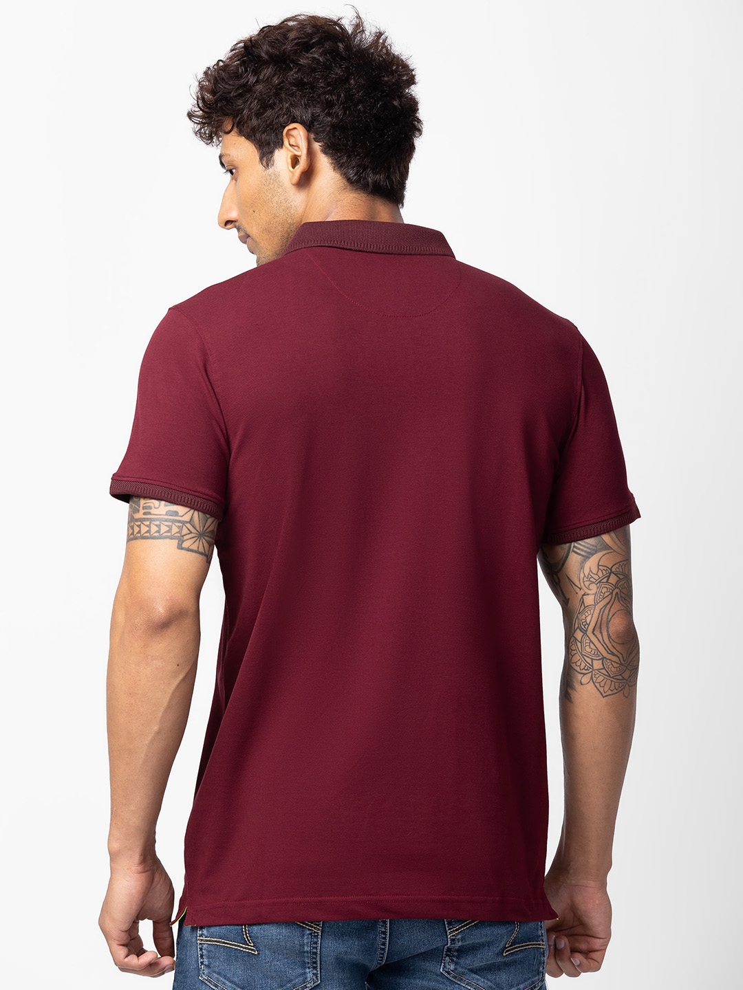 spykar | Spykar Men Wine Cotton Regular Fit Half Sleeve Printed T-Shirt 2