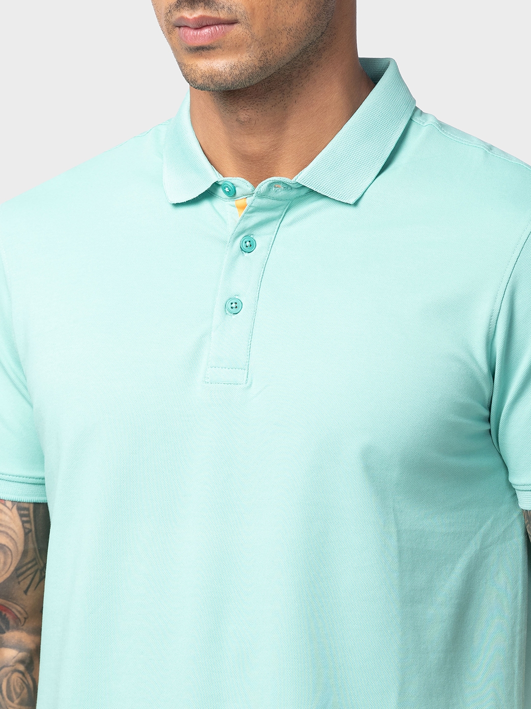spykar | Spykar Men Ice Green Cotton Regular Fit Half Sleeve Printed T-Shirt 4