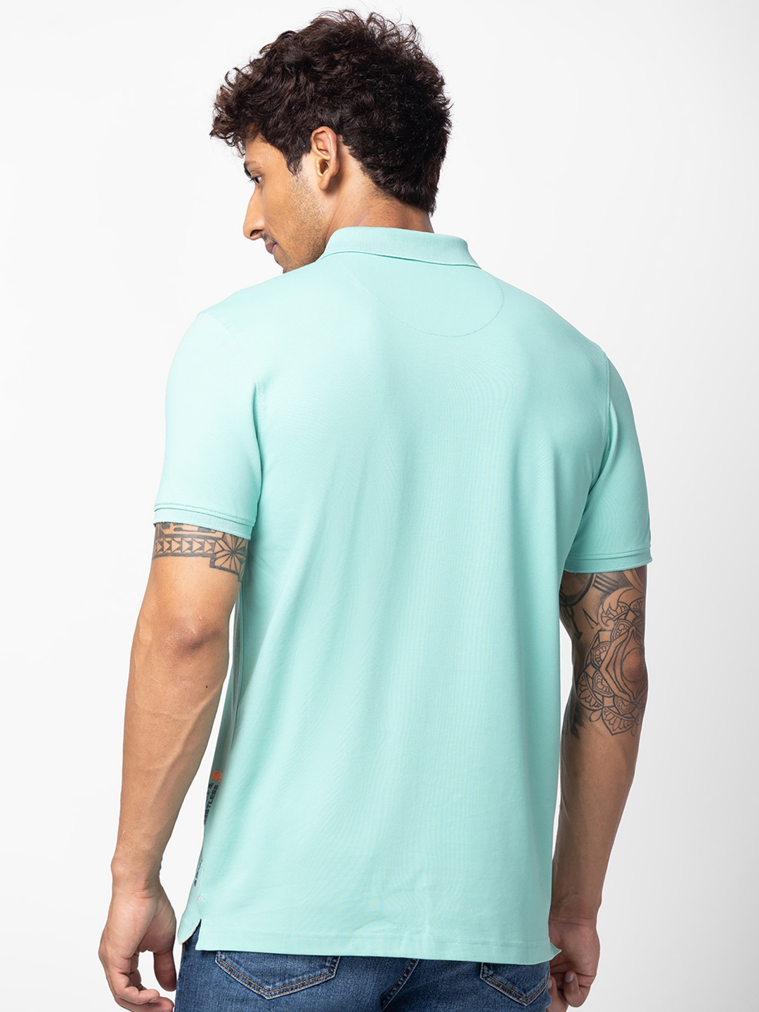 spykar | Spykar Men Ice Green Cotton Regular Fit Half Sleeve Printed T-Shirt 2