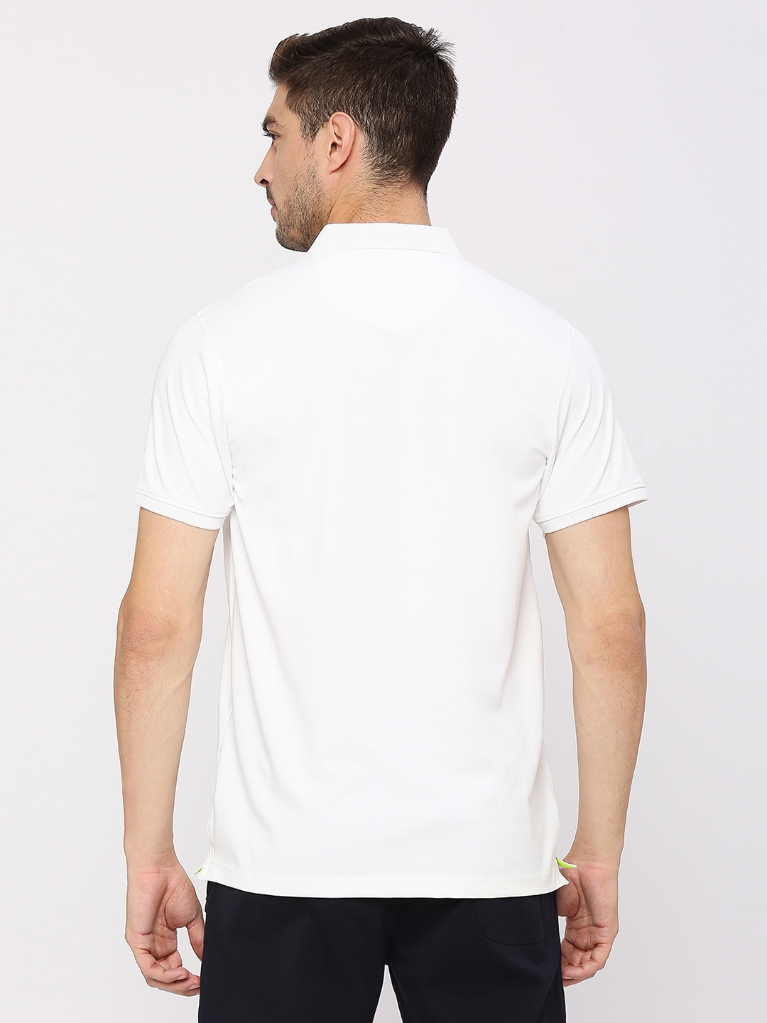 spykar | Spykar Men White Cotton Slim Fit Plain Polo Tshirt 3
