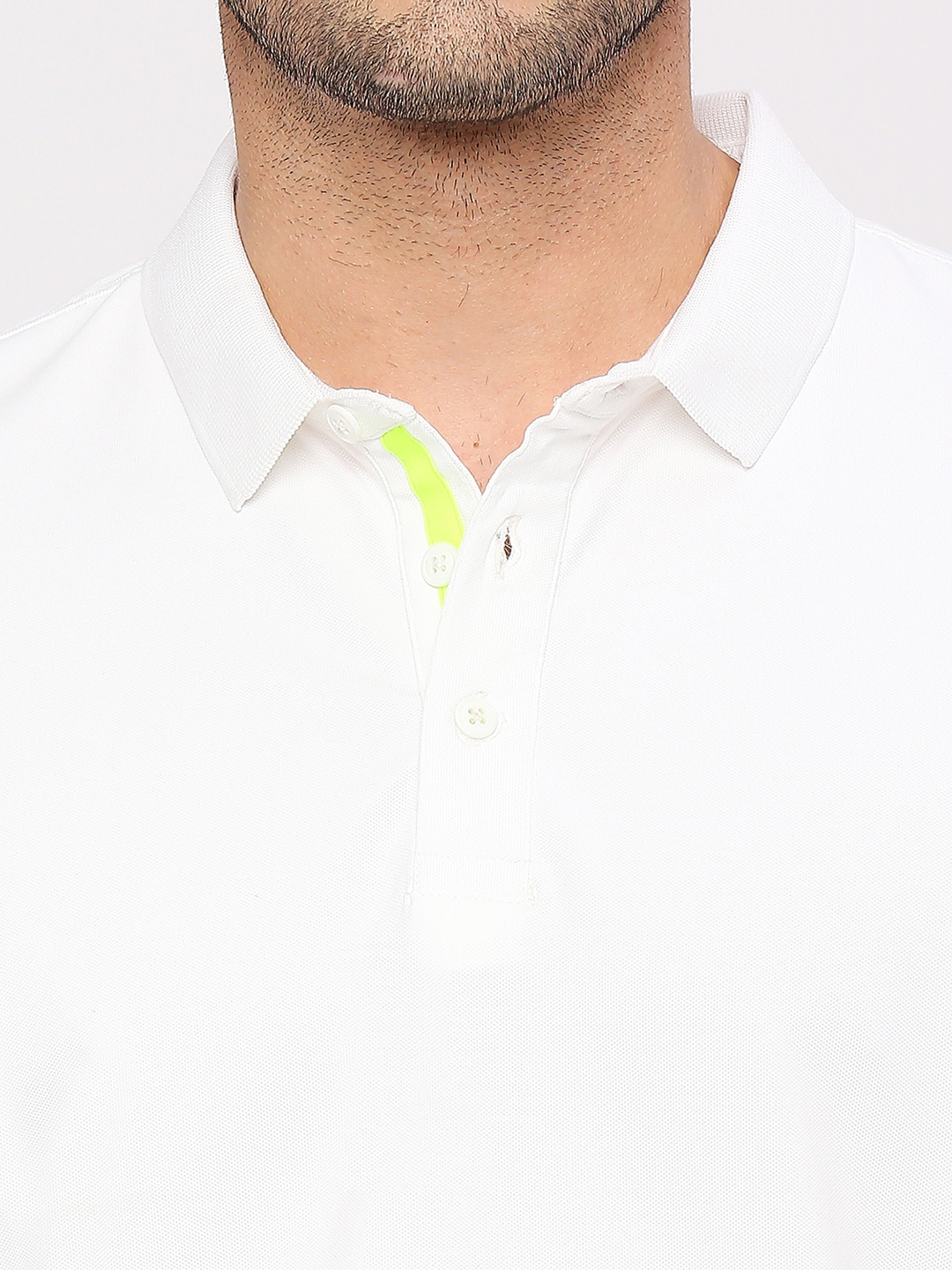 spykar | Spykar Men White Cotton Slim Fit Plain Polo Tshirt 4