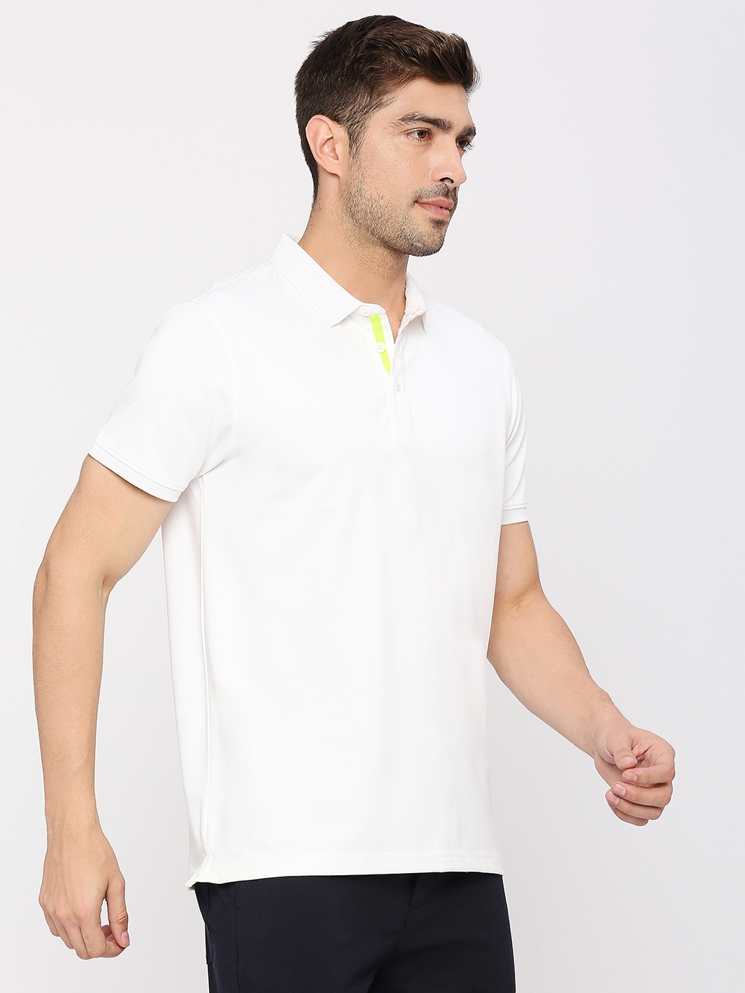 spykar | Spykar Men White Cotton Slim Fit Plain Polo Tshirt 2