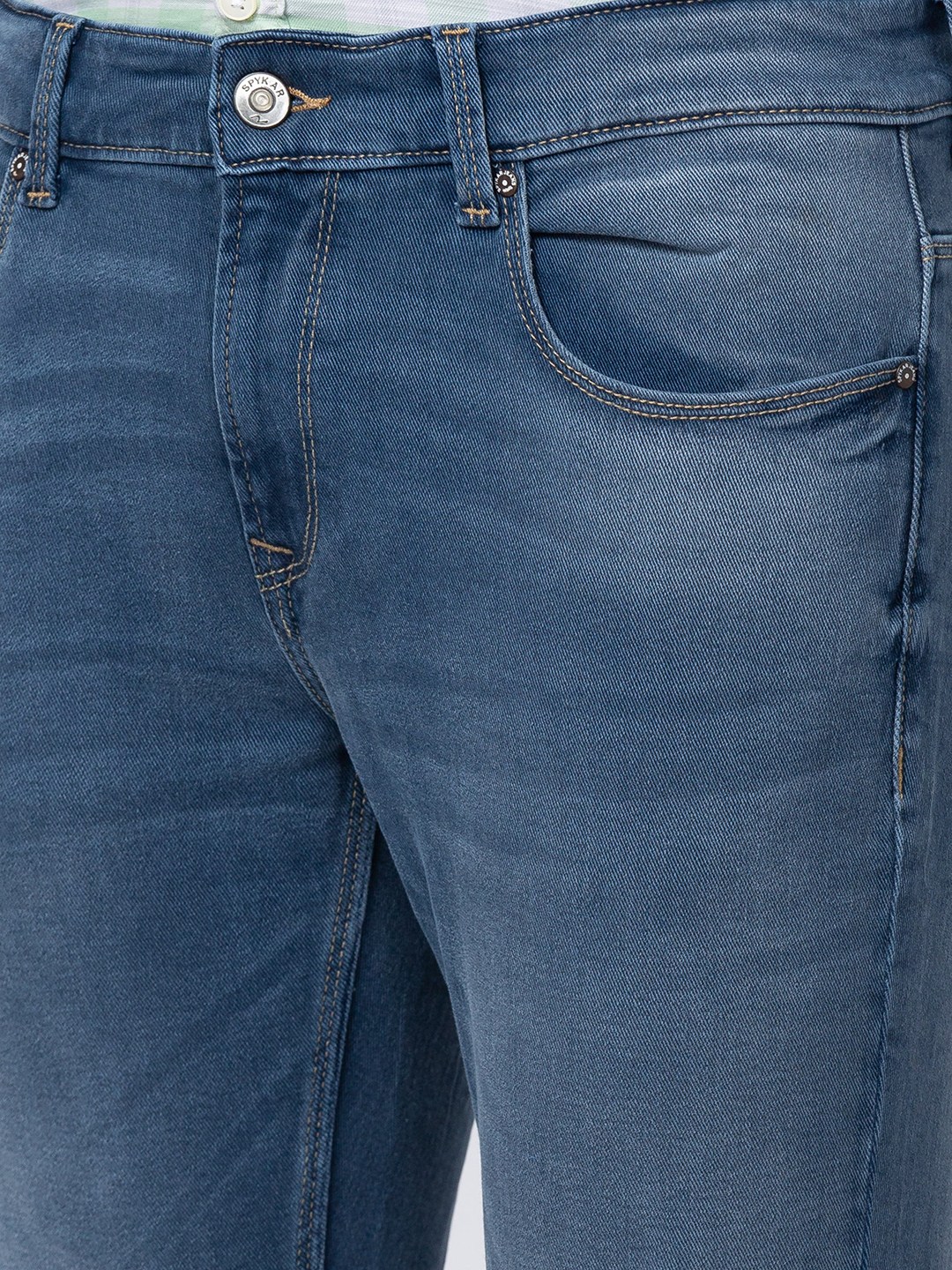 Men's Blue Cotton Solid Jeans