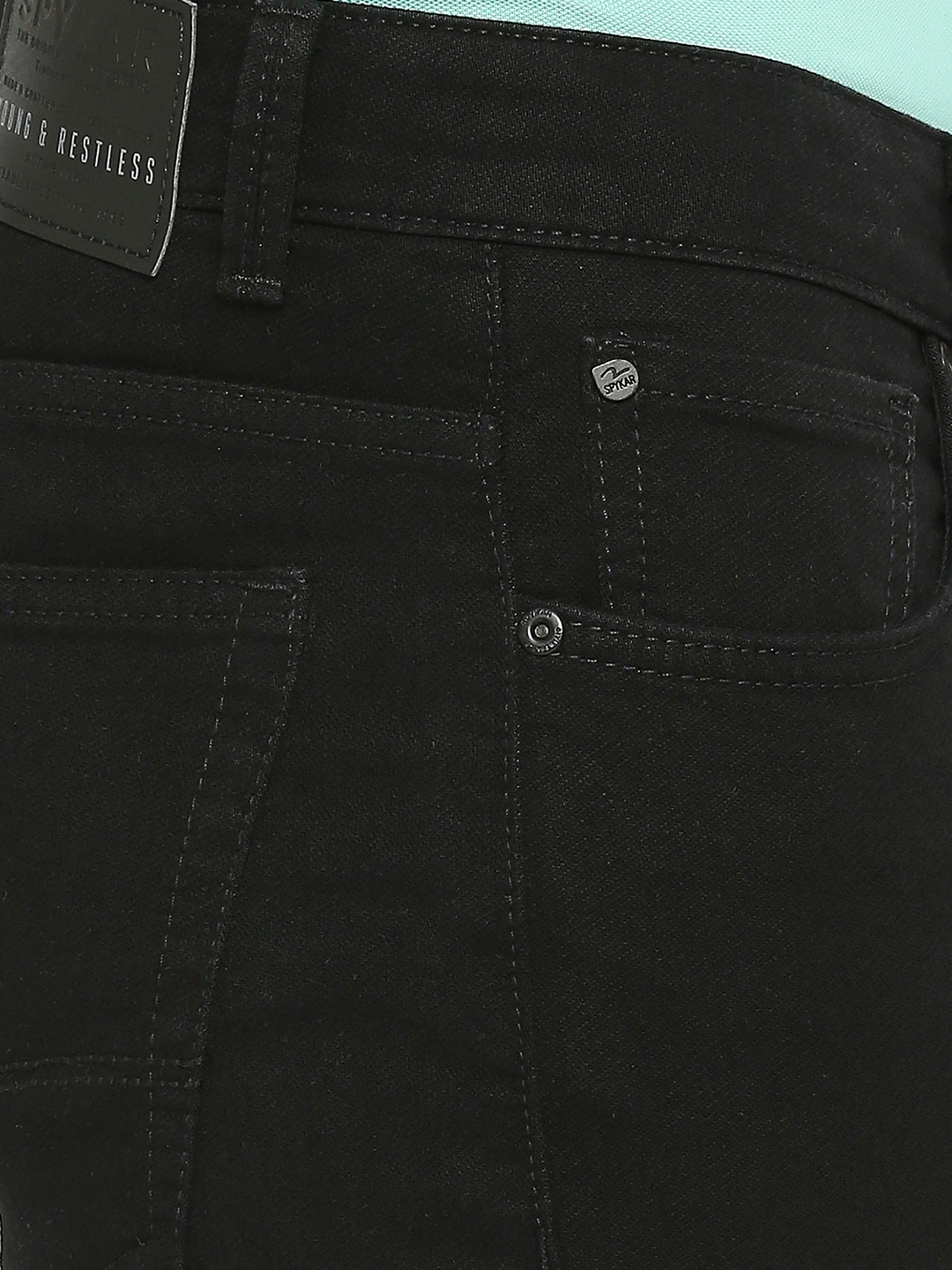 spykar | Spykar Men Black Cotton Stretch Slim Fit Narrow Length Clean Look Low Rise Jeans-(Skinny) 4