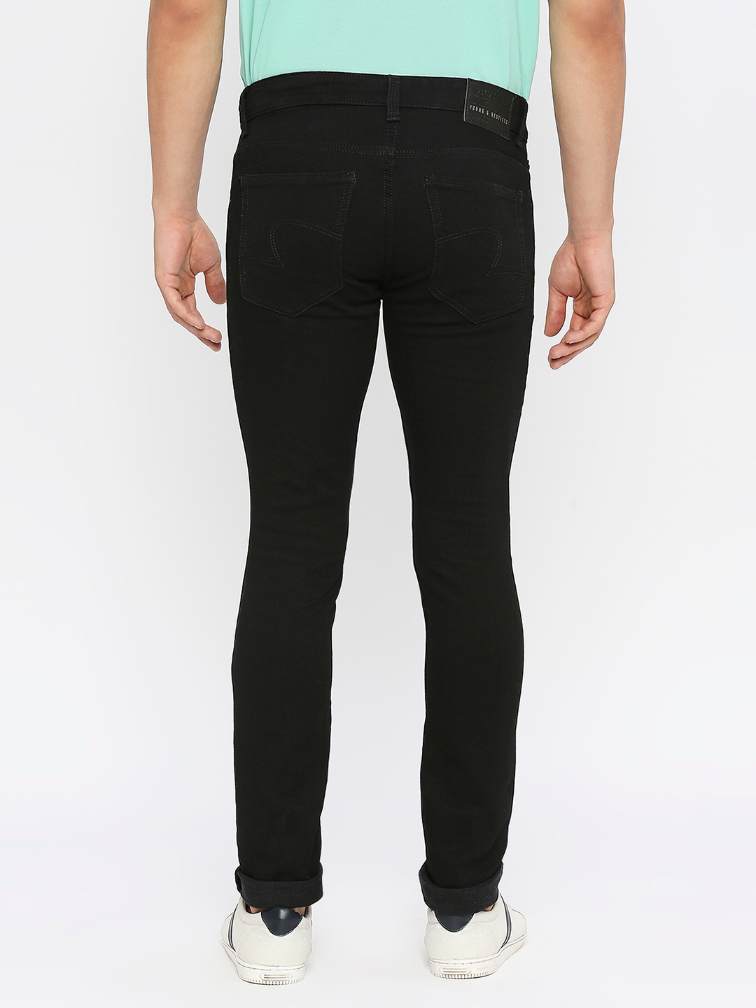 spykar | Spykar Men Black Cotton Stretch Slim Fit Narrow Length Clean Look Low Rise Jeans-(Skinny) 3