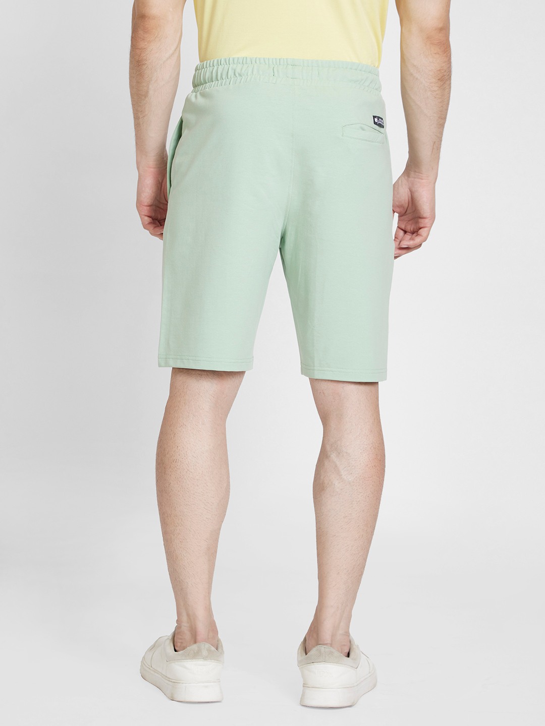 Spykar Men Dusty Pista Green Blended Knee Length Shorts