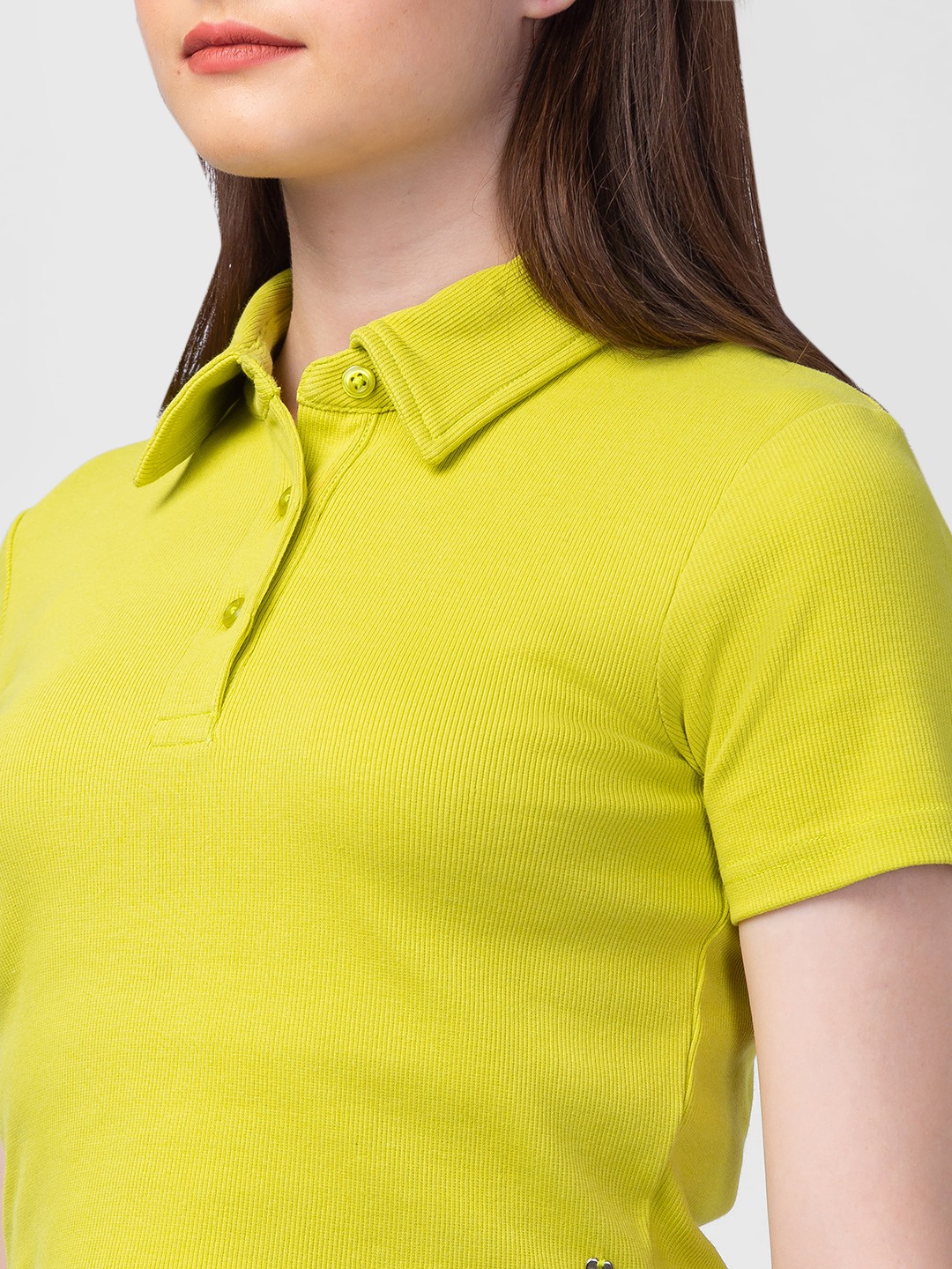 Yellow polo on sale crop top