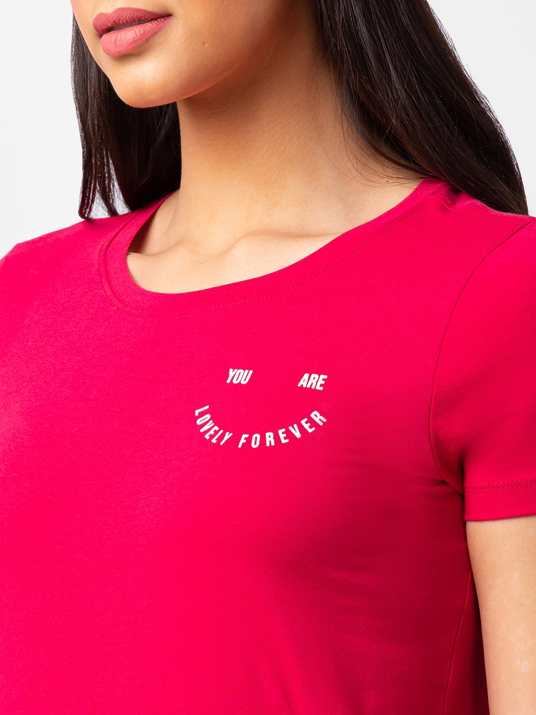spykar | Spykar Women Rosebud Blended Regular Fit Half Sleeve Solid Tshirt 4
