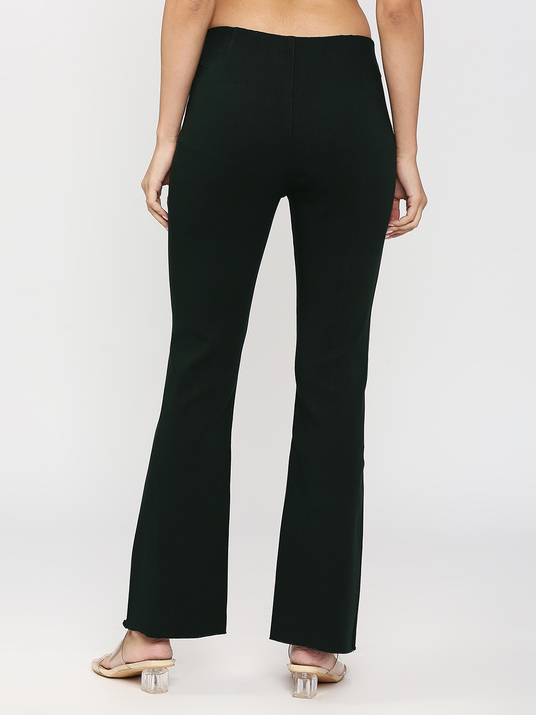 spykar | Spykar Women Dark Green Regular Fit Ankle Length Mid Rise Trousers 3