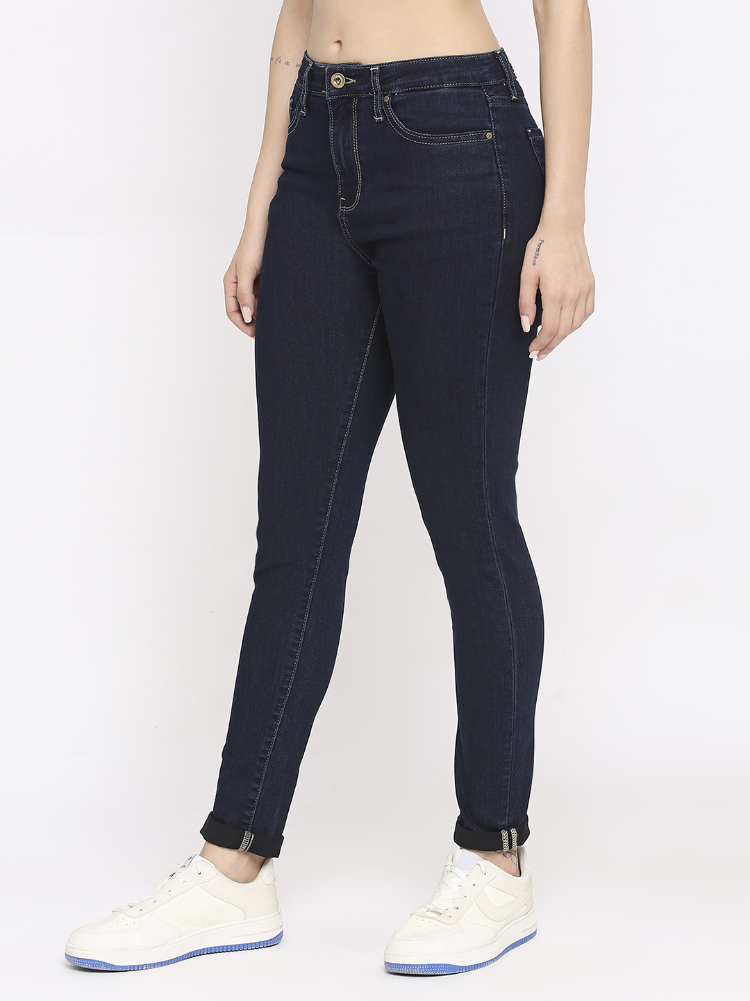 Spykar Women Raw Blue Lycra Skinny Fit - Clean Look Mid Rise Jeans-(Adora)