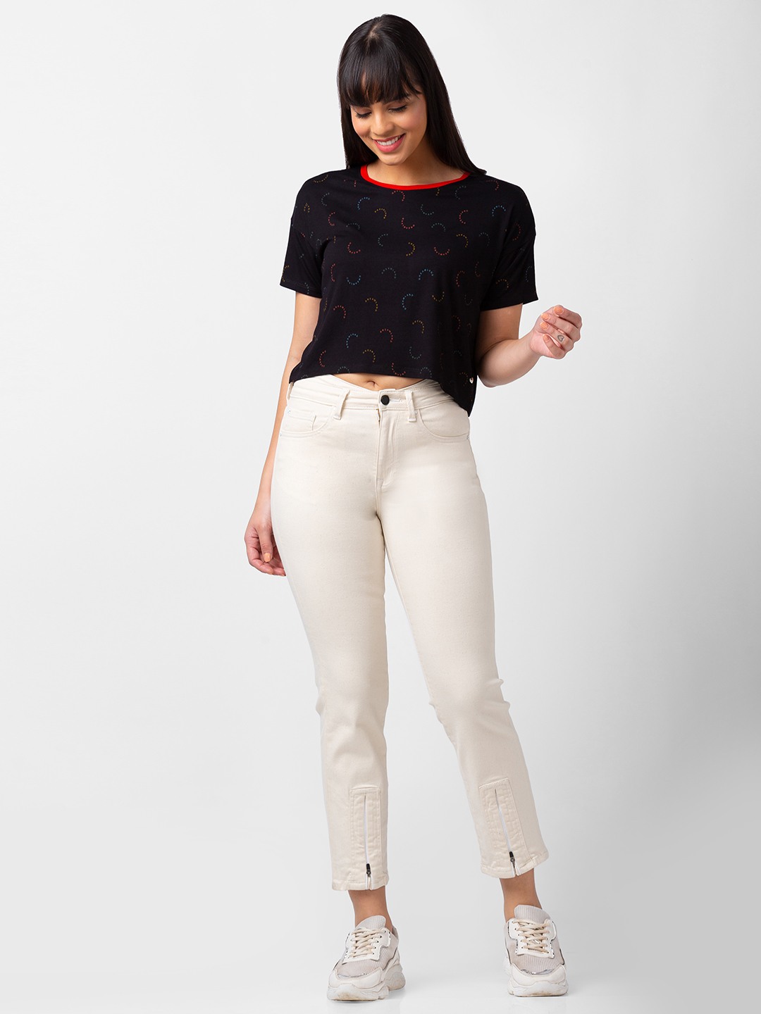 Women's White Lycra Solid Jeans