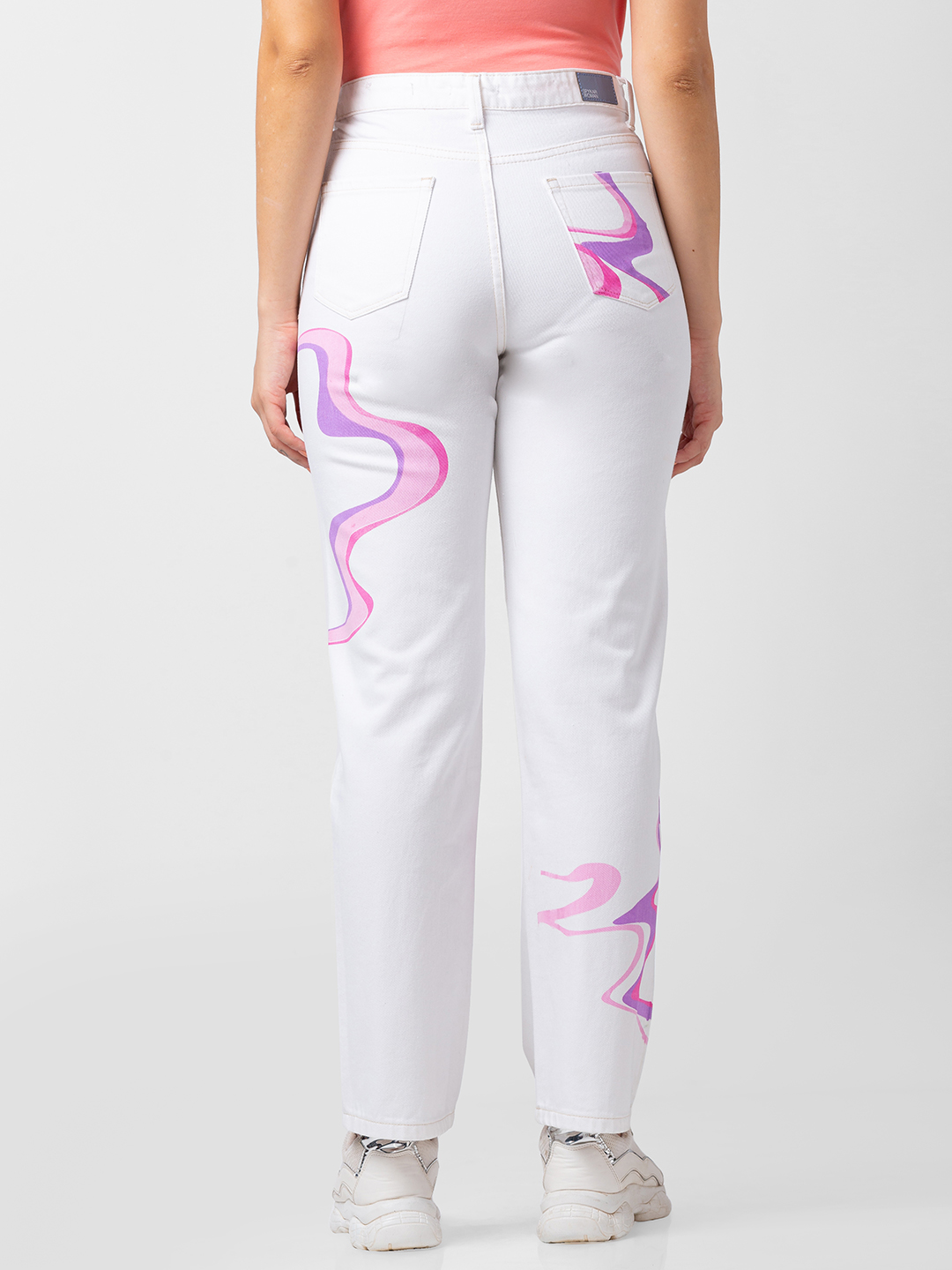 Women's White Lycra Solid Jeans