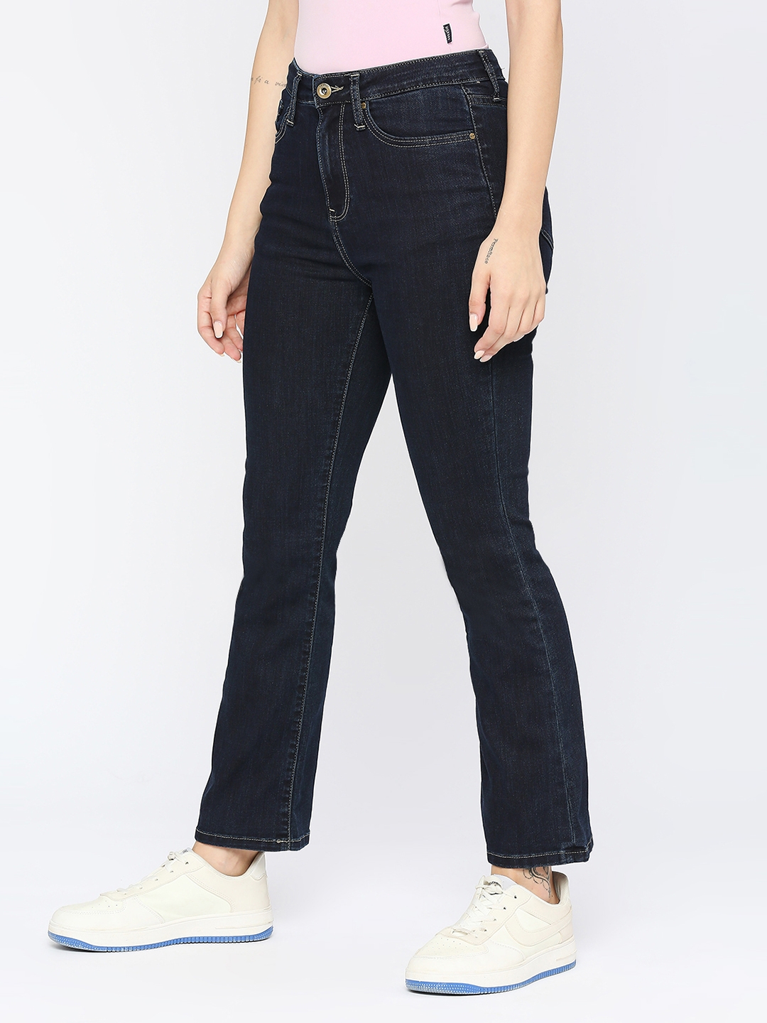 Spykar | Spykar Women Raw Blue Lycra Bootcut Fit - Clean Look High Rise Jeans-(Elissa) 1