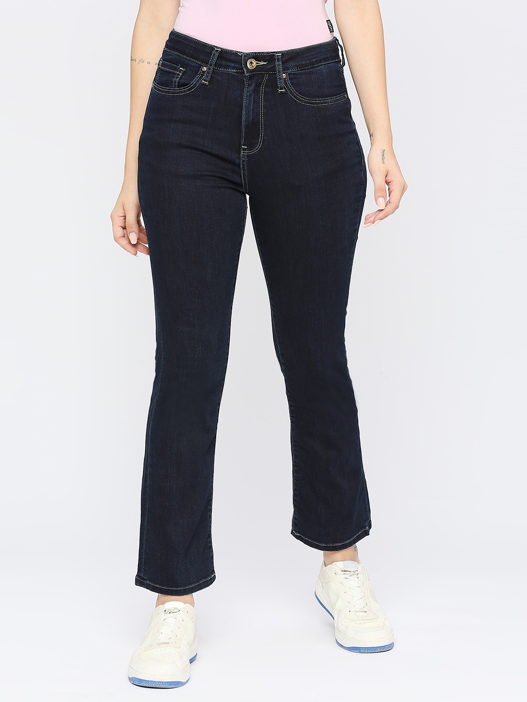 Spykar | Spykar Women Raw Blue Lycra Bootcut Fit - Clean Look High Rise Jeans-(Elissa) 0