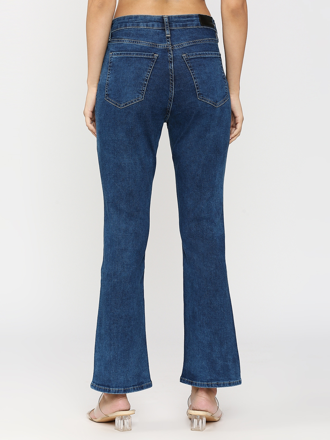 Spykar | Spykar Women Raw Blue Cotton Bootcut Fit Ankle Length Clean Look High Rise Jeans (Elissa) 3