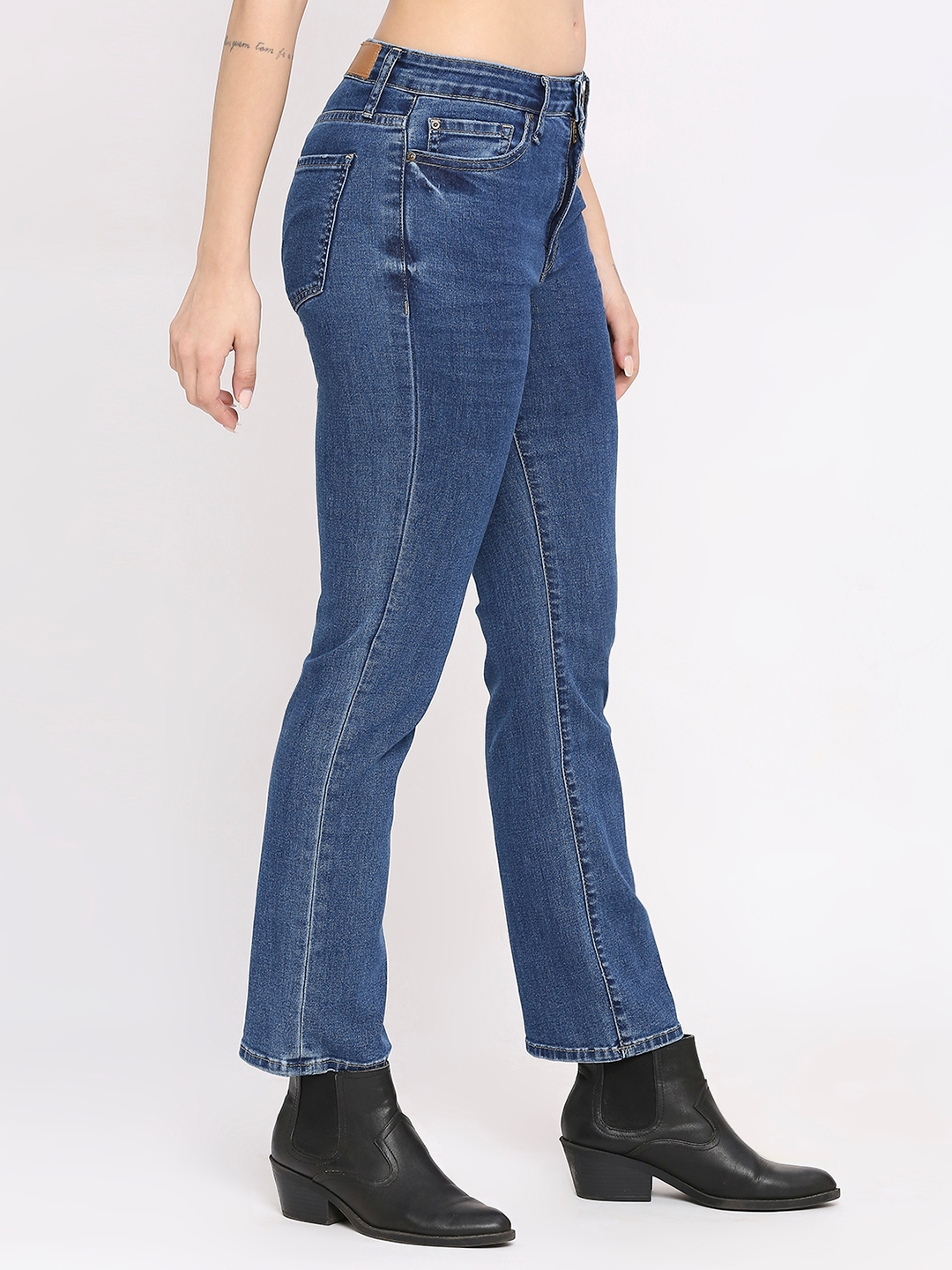 Spykar | Spykar Women Mid Blue Lycra Slim Straigth Fit - Clean Look Mid Rise Jeans-(Emma) 2