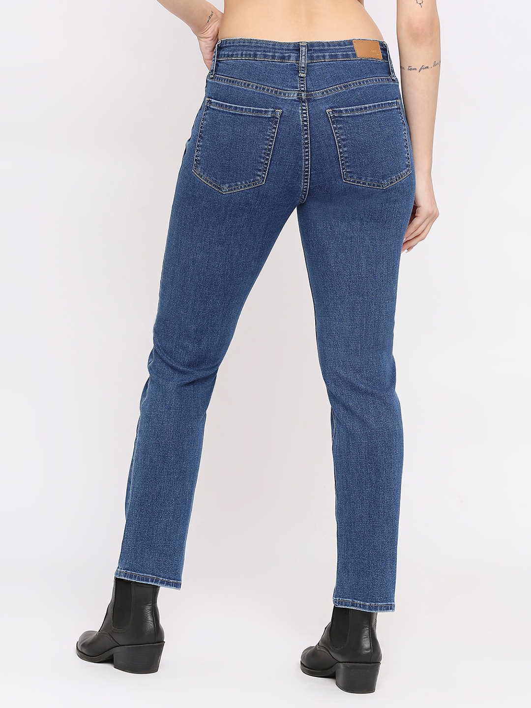 Spykar | Spykar Women Mid Blue Lycra Slim Straigth Fit - Clean Look Mid Rise Jeans-(Emma) 3