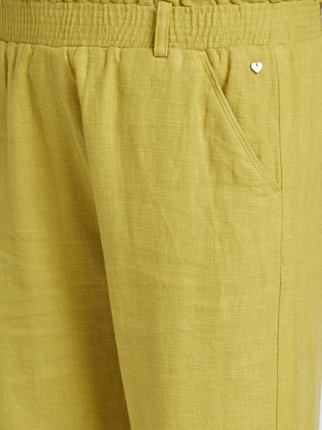 spykar | Women's Yellow Linen Solid Trousers 4