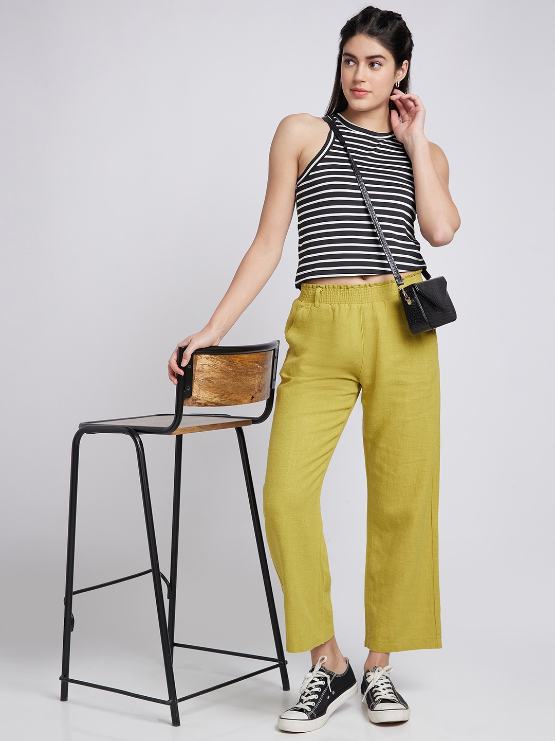 spykar | Women's Yellow Linen Solid Trousers 5