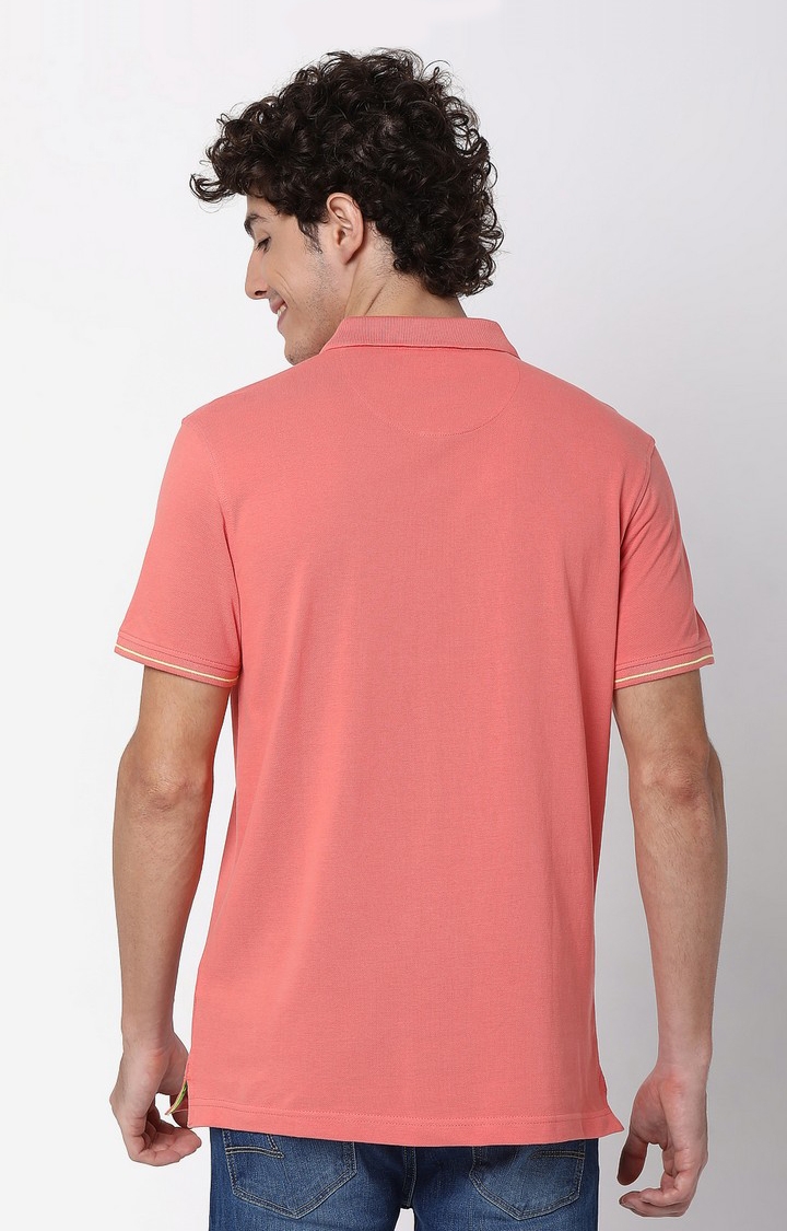spykar | Men's Pink Cotton Solid Polos 3