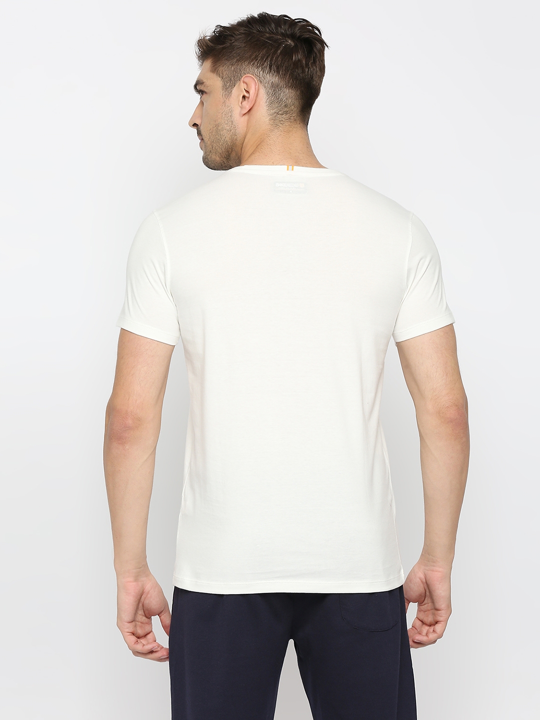 spykar | Underjeans by Spykar Men Ecru Cotton Round Neck Plain Tshirt 3