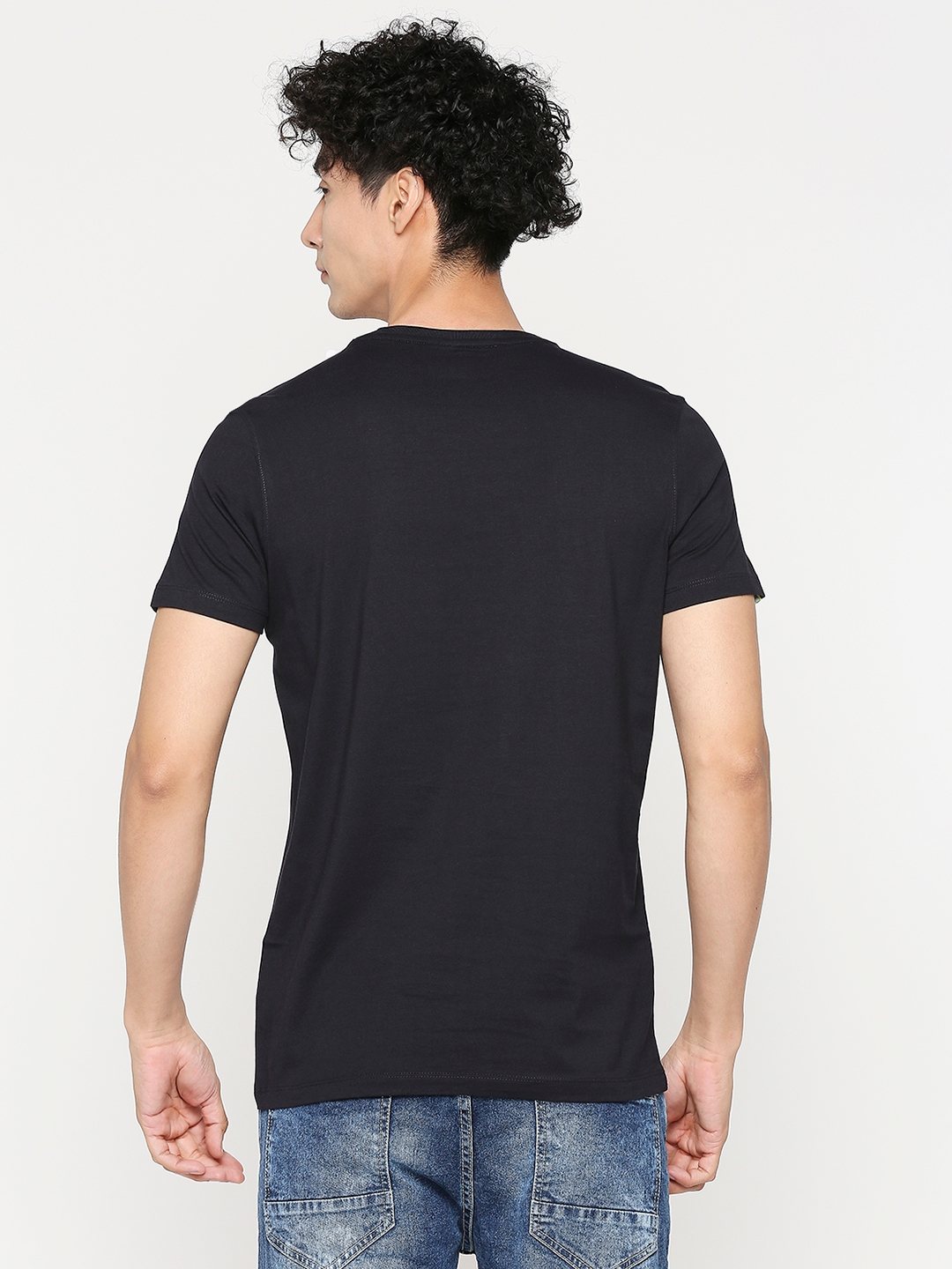 Spykar | Underjeans by Spykar Men Navy Blue Cotton Half Sleeve Printed Tshirt 3