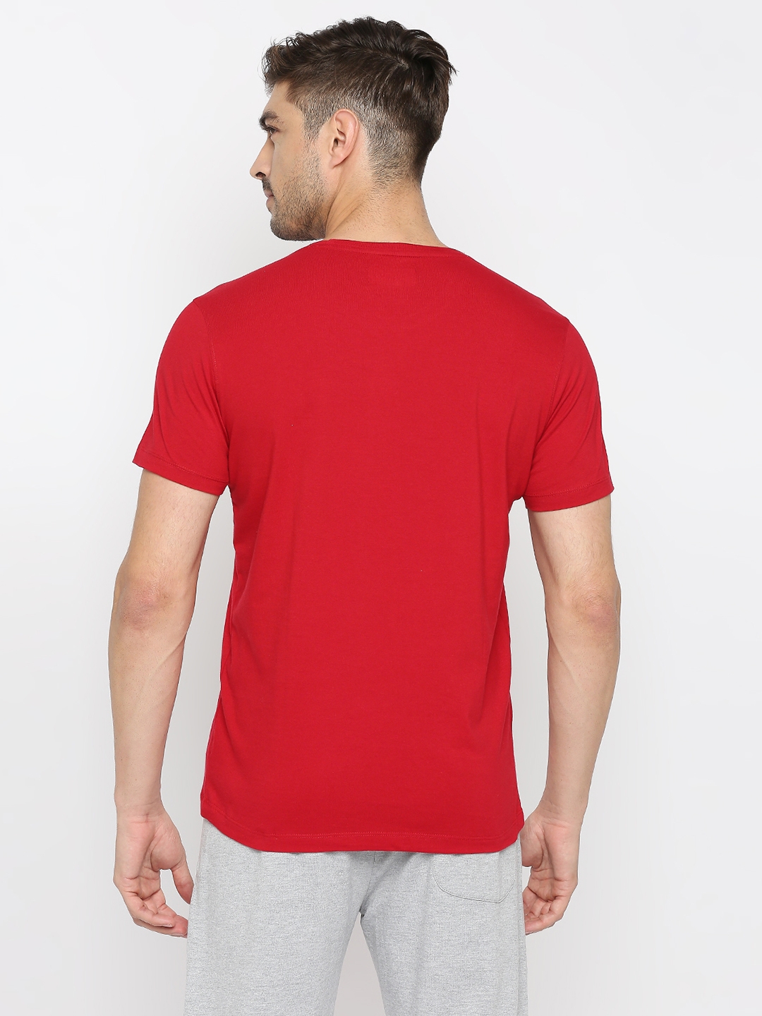 spykar | Underjeans by Spykar Men Deep Red Cotton Round Neck Printed Tshirt 3