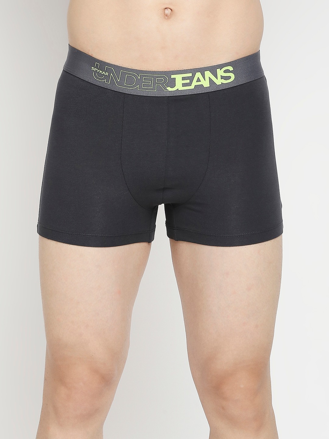 Underjeans By Spykar Dark Grey & Olive Cotton Blend Trunk - Pack Of 2