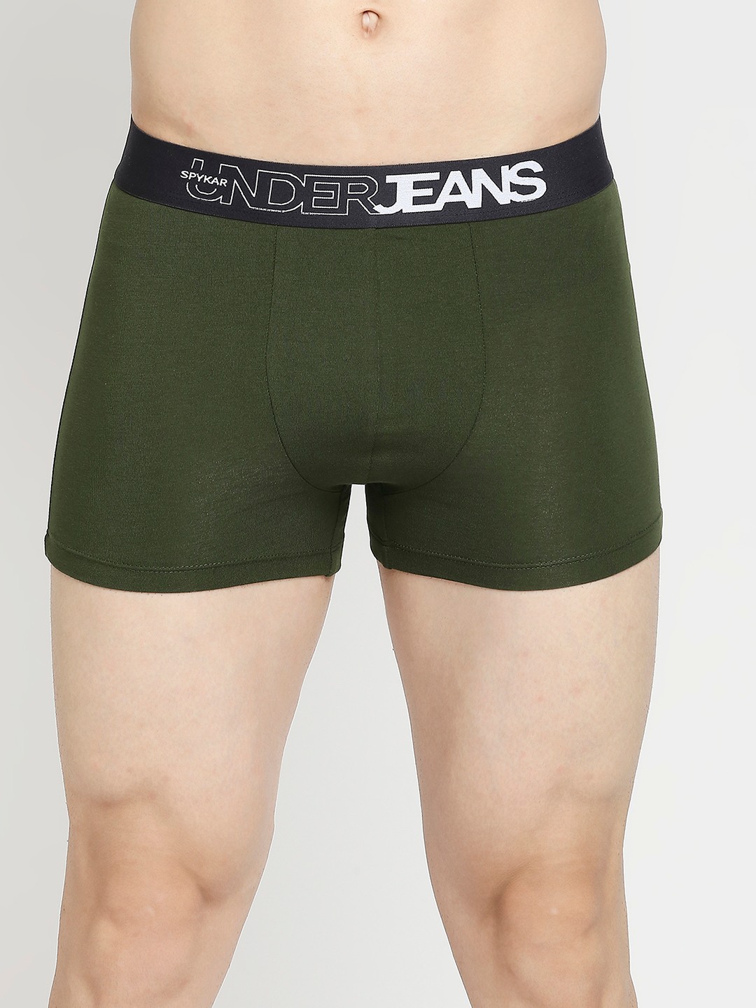 Underjeans By Spykar Dark Grey & Olive Cotton Blend Trunk - Pack Of 2