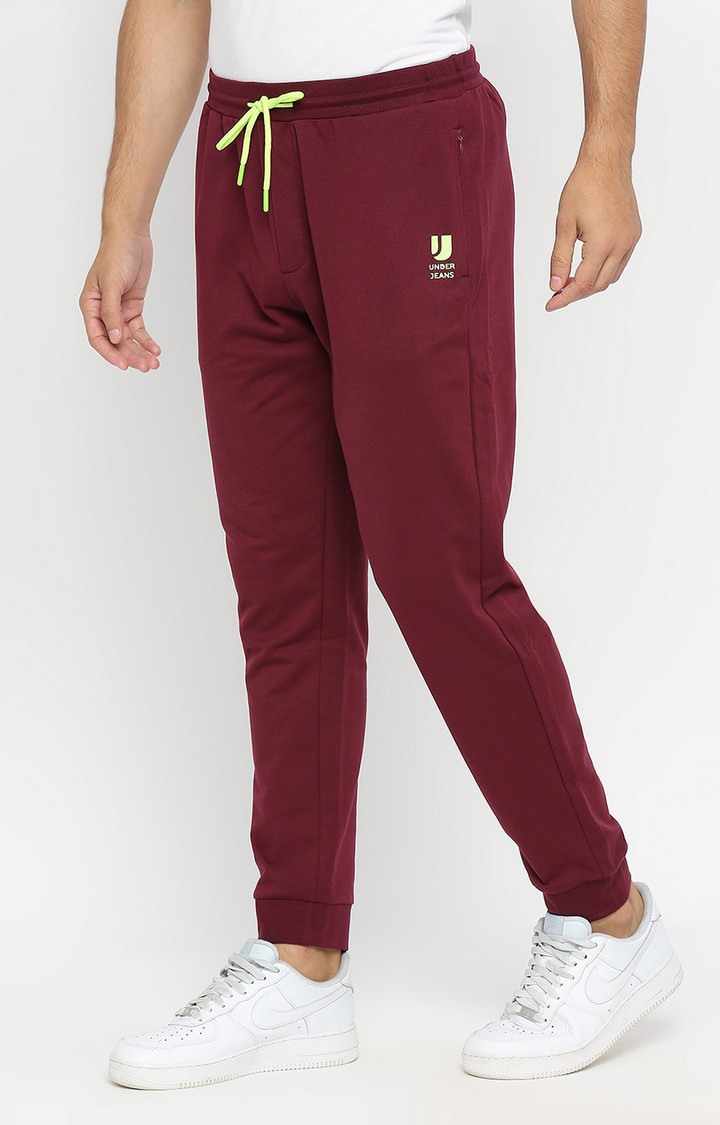Men's Purple Cotton Casual Joggers