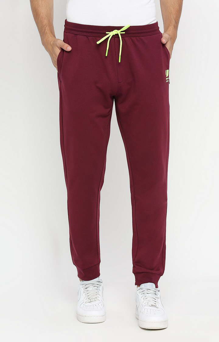 Men's Purple Cotton Casual Joggers
