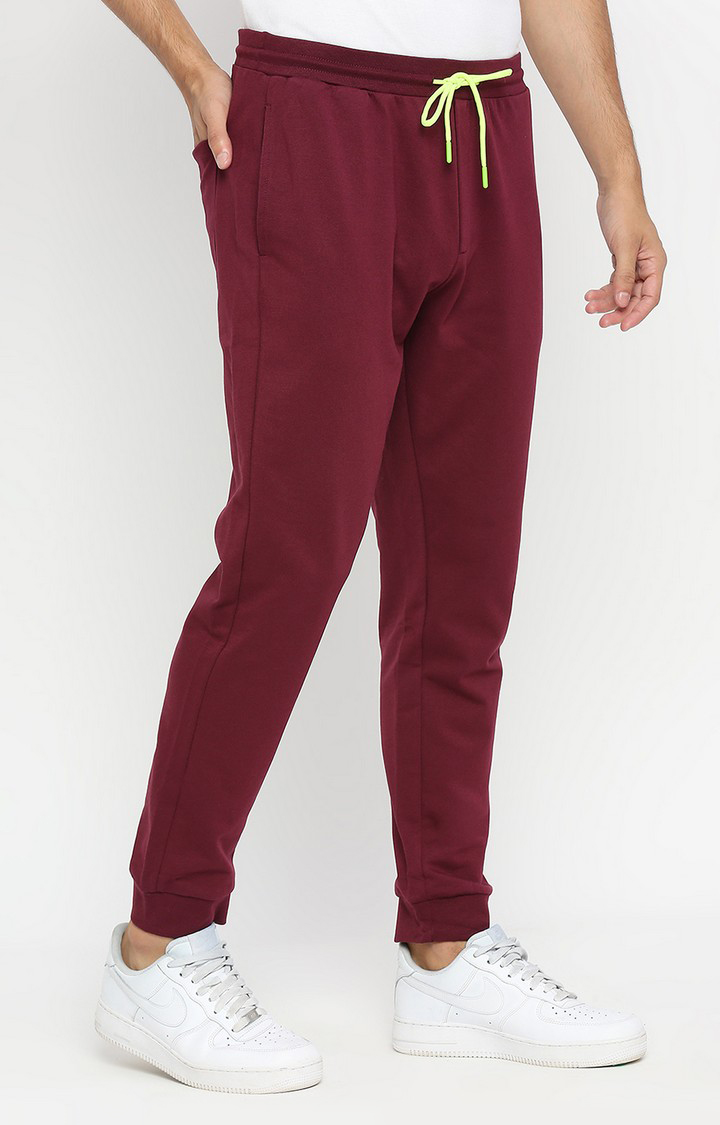 Men's Purple Cotton Casual Joggers