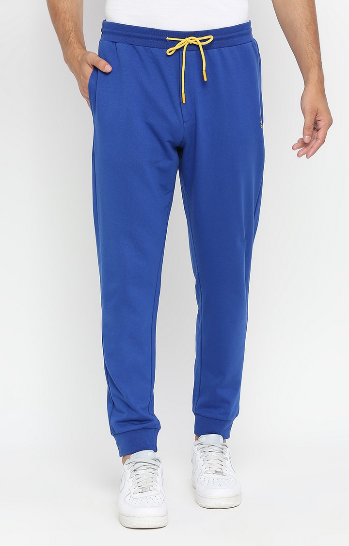 Men's Blue Cotton Casual Joggers