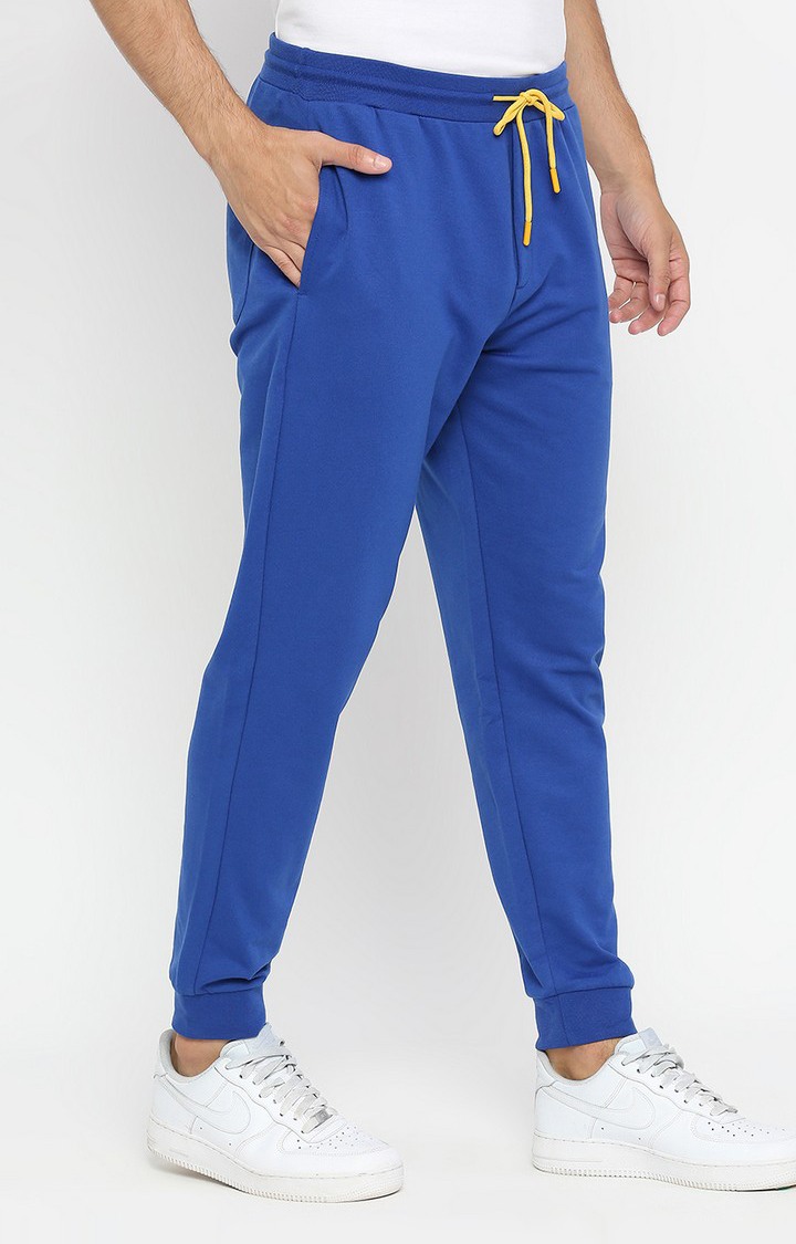 Men's Blue Cotton Casual Joggers