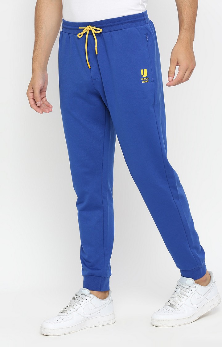 Men's Blue Cotton Casual Joggers