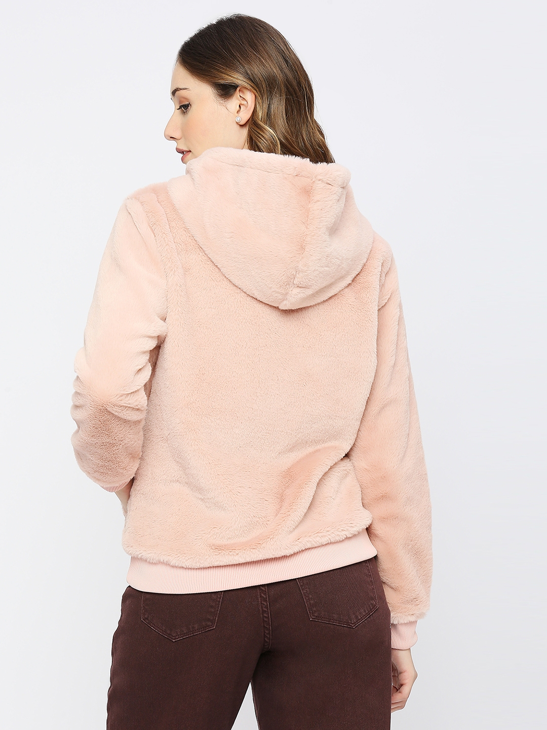 spykar | Spykar Women Pink Blended Regular Fit Plain Hoodie 3
