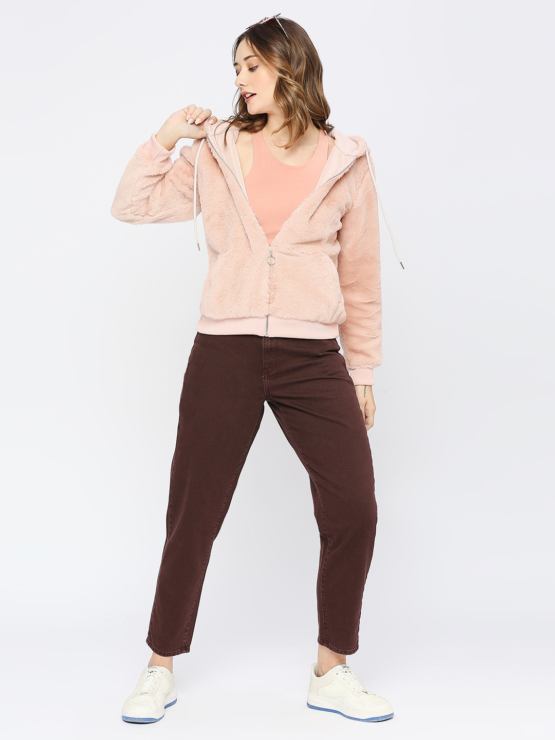 spykar | Spykar Women Pink Blended Regular Fit Plain Hoodie 5