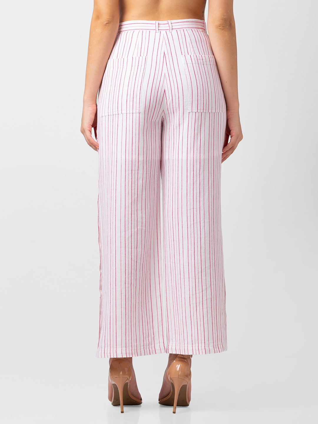 Buy Mati Pink Cotton Striped Tapered Pant Online  Aza Fashions